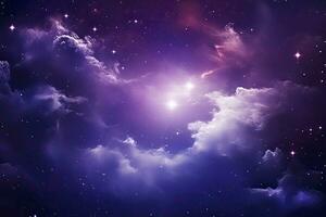 púrpura galaxia espacio estrellas en exterior espacio. ai generado foto