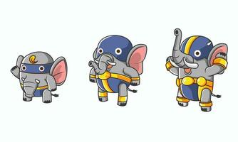 set of isometric elephant hero character evolution illustration, with white background vector