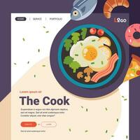 food illustration for website banner template, illustration template for website hero image vector