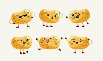 collection of cute potato character mascot illustration with different pose and facial expression vector