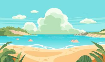 beach lanscape illustration in summer time vector