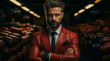 Male businessman in a classic red suit photo