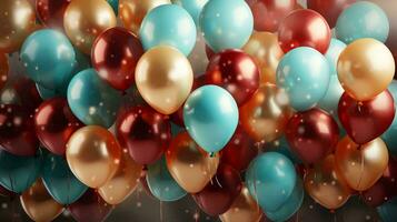 Beautiful multicolored festive balloons for a birthday party or Valentine's day background photo