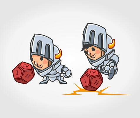 cute warrior mascot wearing harness vector illustration