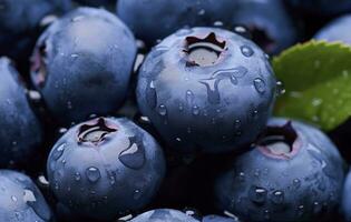 Wet Blueberry fruit. AI Generated photo