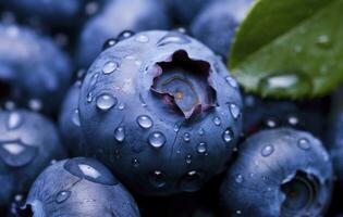 Wet Blueberry fruit. AI Generated photo