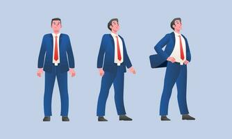 Flat design concept of Businessman with different poses gestures. Vector character design set.