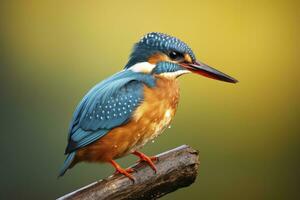 Kingfisher sitting on the tree branch. AI Generated photo