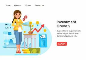 isometric illustration of women growing an long term investment illustrated with growing plant with coin as fruit vector