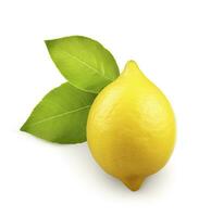 limón con hoja aislado en blanco antecedentes. ai generado foto