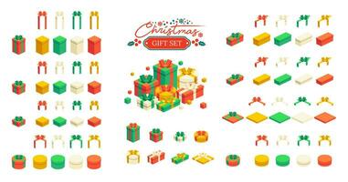 set of isometric gift creator idea, gift set to make your own gift box vector