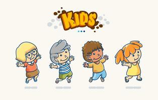 collection of cute little kids character illustration with different skin and hair color vector