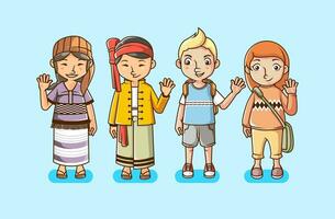 set of people with Diverse Multiracial Culture vector illustration