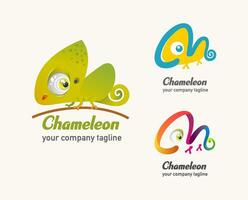 colección de camaleón logo mascota para negocio y empresa con diferente estilo vector