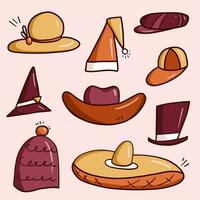 Doodle Hats Set vector