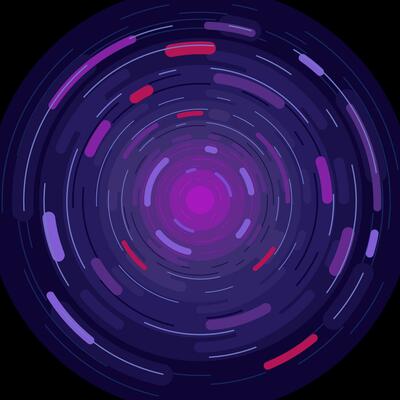 Abstract round circular pattern vector and background dark purple color radial rounded line geometric shape