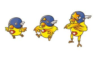 set of isometric yellow canary bird hero character evolution illustration, with white background vector