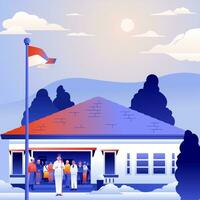 Proclamation of reading the text of Indonesia's independence day, in historical buildings vector