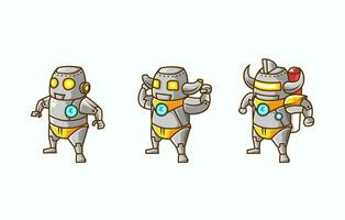 set of isometric illustration of robot character evolution, from basic, intermediate and advance mode vector