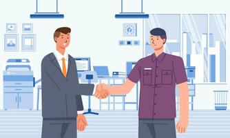 Two businessman Entrepreneurs and investors shake hands, into a cooperation agreement at the office as background vector