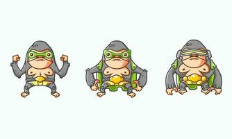 set of isometric gorilla hero character evolution illustration, with white background vector