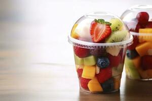 Fresh fruit salad to go with copy space. AI Generated photo