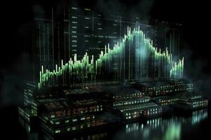 Digitally Generated Currency and Exchange Stock Chart for Finance and Economy Based Computer Software and Coding Display. AI Generated photo