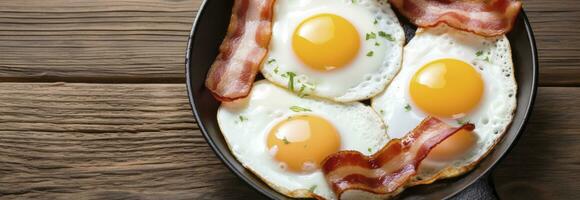 frito huevos y tocino. ai generado foto