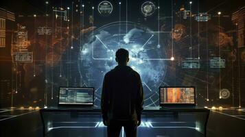 Guardian of the Digital World. Confronting Cyber Threats. AI Generated photo
