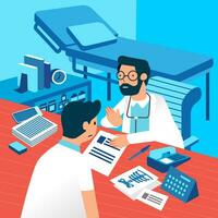 Doctor explaining to patient vector illustration