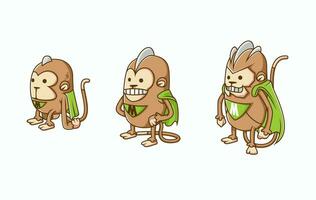 set of isometric monkey hero character evolution illustration, with white background vector