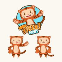 mascot character collection of cute tiger with different pose, cartoon vector illustration