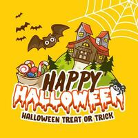 happy halloween cute party invitation banner poster-vector vector