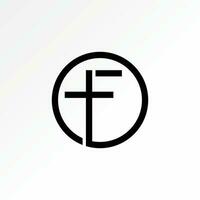 Logo design graphic concept creative abstract premium vector stock Church christian cross line like letter F font Related to monogram initial religion