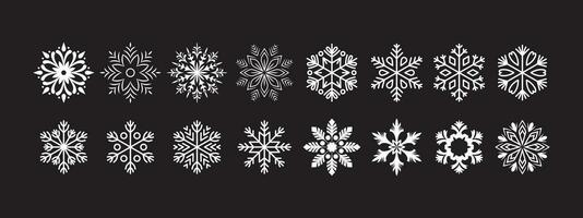 White snowflakes icons. Snowflakes badges. Snowflake different icons. Vector scalable graphics