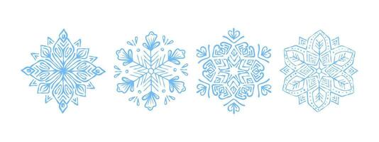 Snowflakes sketch. Hand Drawn snowflakes. Different vector snowflakes. Vector scalable graphics