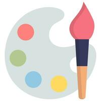 Paint brush with palette vector icon in flat style.