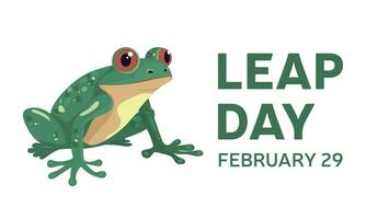 Leap Day banner concept. Banner February 29 with frog. Frog banner for Leap Day. Vector illustration.