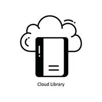 Cloud Library doodle Icon Design illustration. School and Study Symbol on White background EPS 10 File vector