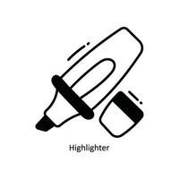 Highlighter doodle Icon Design illustration. School and Study Symbol on White background EPS 10 File vector