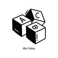 Abc Cubes doodle Icon Design illustration. School and Study Symbol on White background EPS 10 File vector