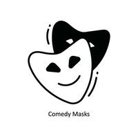 Comedy Masks doodle Icon Design illustration. School and Study Symbol on White background EPS 10 File vector