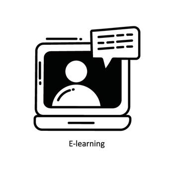 E-learning doodle Icon Design illustration. School and Study Symbol on White background EPS 10 File vector