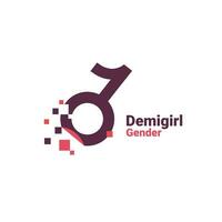 sign for demigirl, pixel gender image logo icon isolated on white background vector