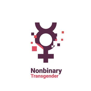 firmar para no binario, píxel género imagen logo icono aislado en blanco antecedentes vector