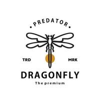 vintage retro hipster dragonfly logo vector outline monoline art icon