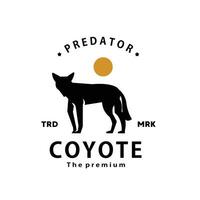 vintage retro hipster coyote logo vector outline silhouette art icon