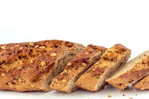 Flax Seed Bread on White Background photo