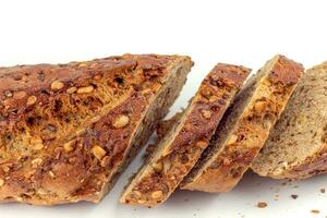 Flax Seed Bread on White Background photo