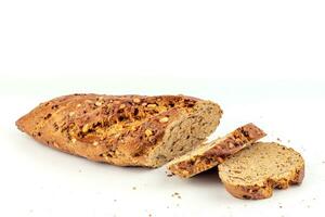 Flax Seed Bread on White Background photo